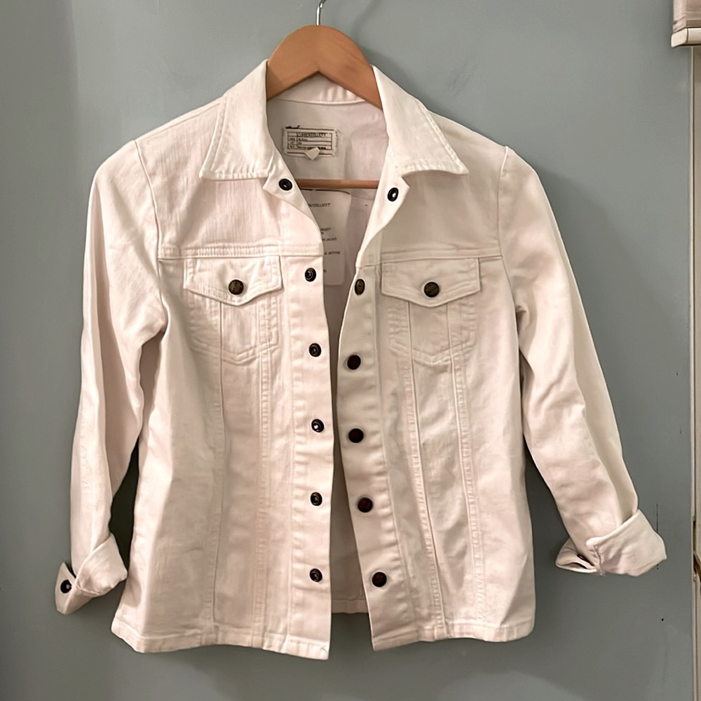 Current/Elliott Snap Button White Denim Jacket - … - image 5